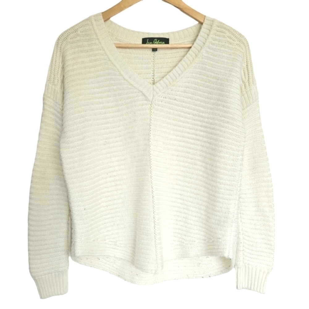 Sam Edelman cream ribbed‎ V-neck sweater